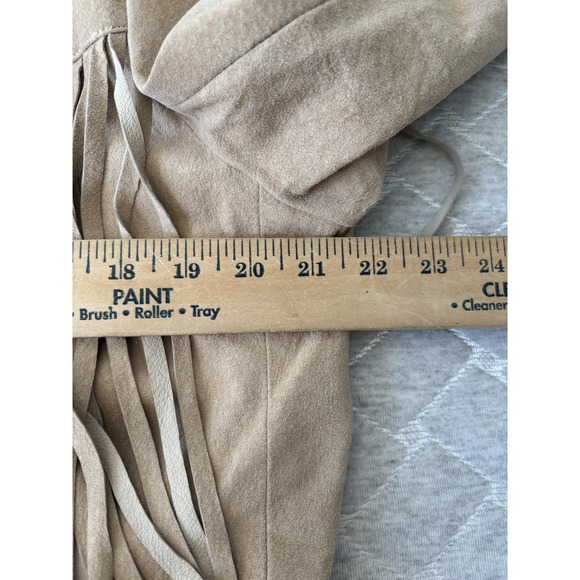 Cedars Jacket Womens Large Tan Suede Leather Fringe Western Concho Buttons Boho - Picture 7 of 7
